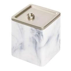 InterDesign Dakota Satin White Marble Plastic/Steel Covered Jar 6 InterDesign Dakota Satin White Marble Plastic/Steel Covered Jar -Wenn Bathroom Shop 1013ebdb 0566 48af b9fd afdc31951c13