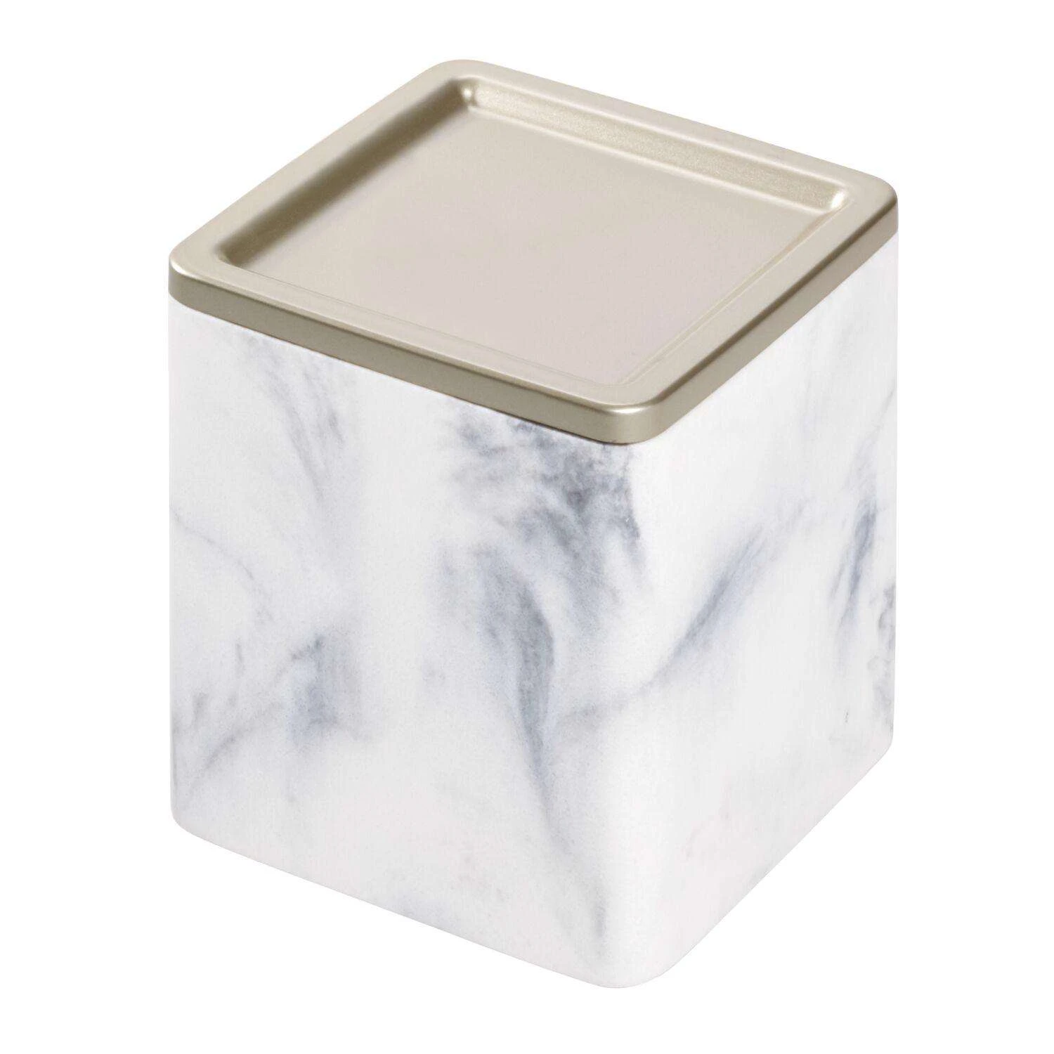 InterDesign Dakota Satin White Marble Plastic/Steel Covered Jar 3 InterDesign Dakota Satin White Marble Plastic/Steel Covered Jar