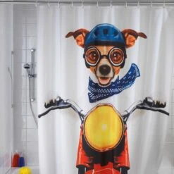 Wenko 71 In. H Biker Dog Shower Curtain W/Hooks Polyester -Wenn Bathroom Shop 15ed37e5 ba1b 42ba ae7e a10d906c0d8a