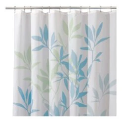 IDesign 72 In. H X 72 In. W Blue/Green Leaves Shower Curtain Polyester