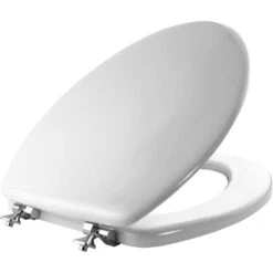 Mayfair By Bemis Edgewater Elongated White Enameled Wood Toilet Seat