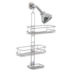 IDesign Linea 22 In. H X 10.5 In. W X 4.5 In. L Silver Shower Caddy