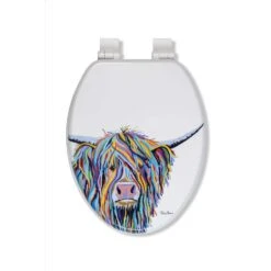 Croydex Angus McCoo Slow Close Elongated White Molded Wood Toilet Seat