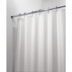 IDesign 72 In. H X 72 In. W White Solid Shower Curtain Liner Polyester