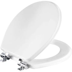 Mayfair By Bemis Benton Slow Close Round White Enameled Wood Toilet Seat
