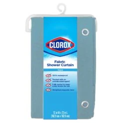 Clorox 72 In. H X 72 In. W Blue Shower Curtain Liner Fabric