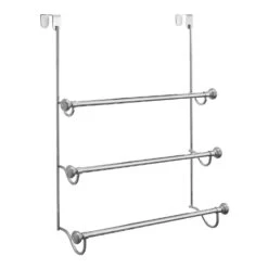 IDesign York Chrome Silver Over The Door Towel Bar 16 In. L Stainless Steel