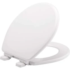 Mayfair By Bemis Lannon Slow Close Round White Enameled Wood Toilet Seat