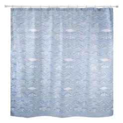 Avanti Linens Blue Fin Bay 72 In. H X 72 In. W Blue/White Fish Shower Curtain Polyester