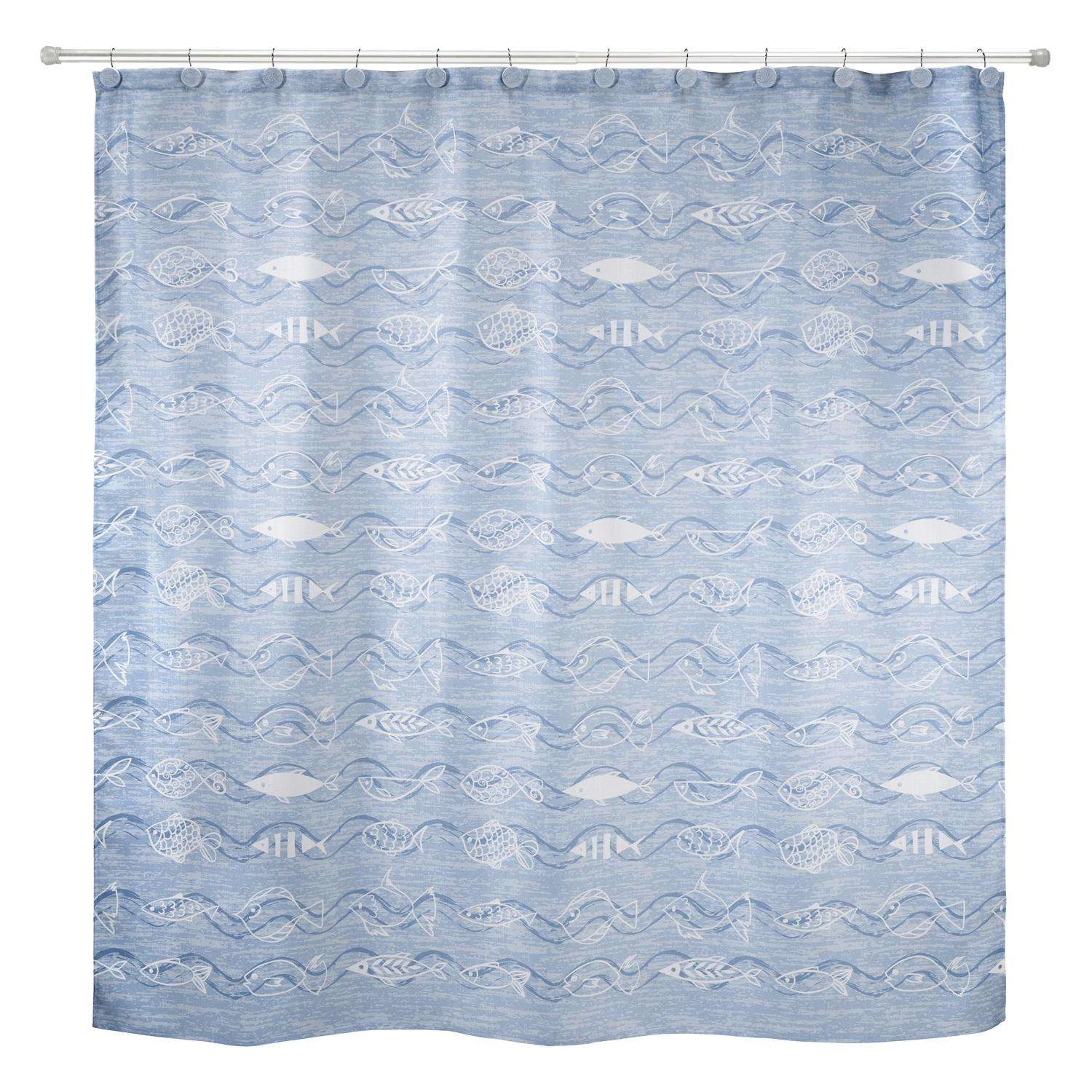 Avanti Linens Blue Fin Bay 72 In. H X 72 In. W Blue/White Fish Shower Curtain Polyester 3 Avanti Linens Blue Fin Bay 72 In. H X 72 In. W Blue/White Fish Shower Curtain Polyester