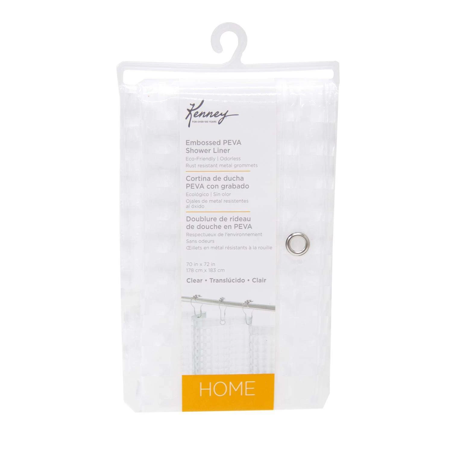 Kenney 72 In. H X 70 In. W Clear Embossed Shower Curtain Liner PEVA 3 Kenney 72 In. H X 70 In. W Clear Embossed Shower Curtain Liner PEVA