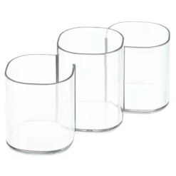 IDesign Clarity Cosmetic Trio Clear Plastic Utensil Holder