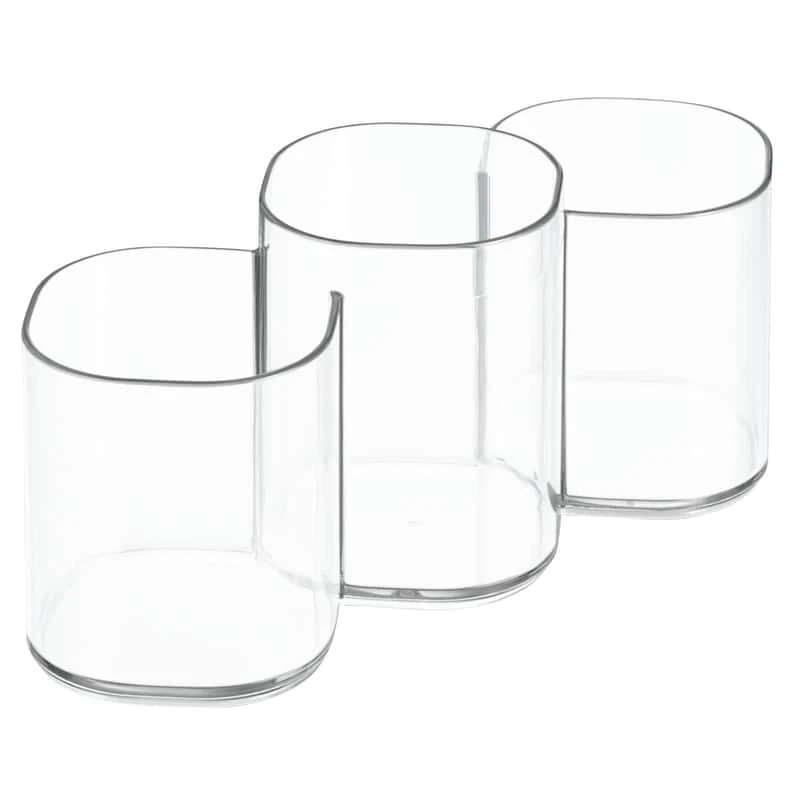 IDesign Clarity Cosmetic Trio Clear Plastic Utensil Holder 3 IDesign Clarity Cosmetic Trio Clear Plastic Utensil Holder