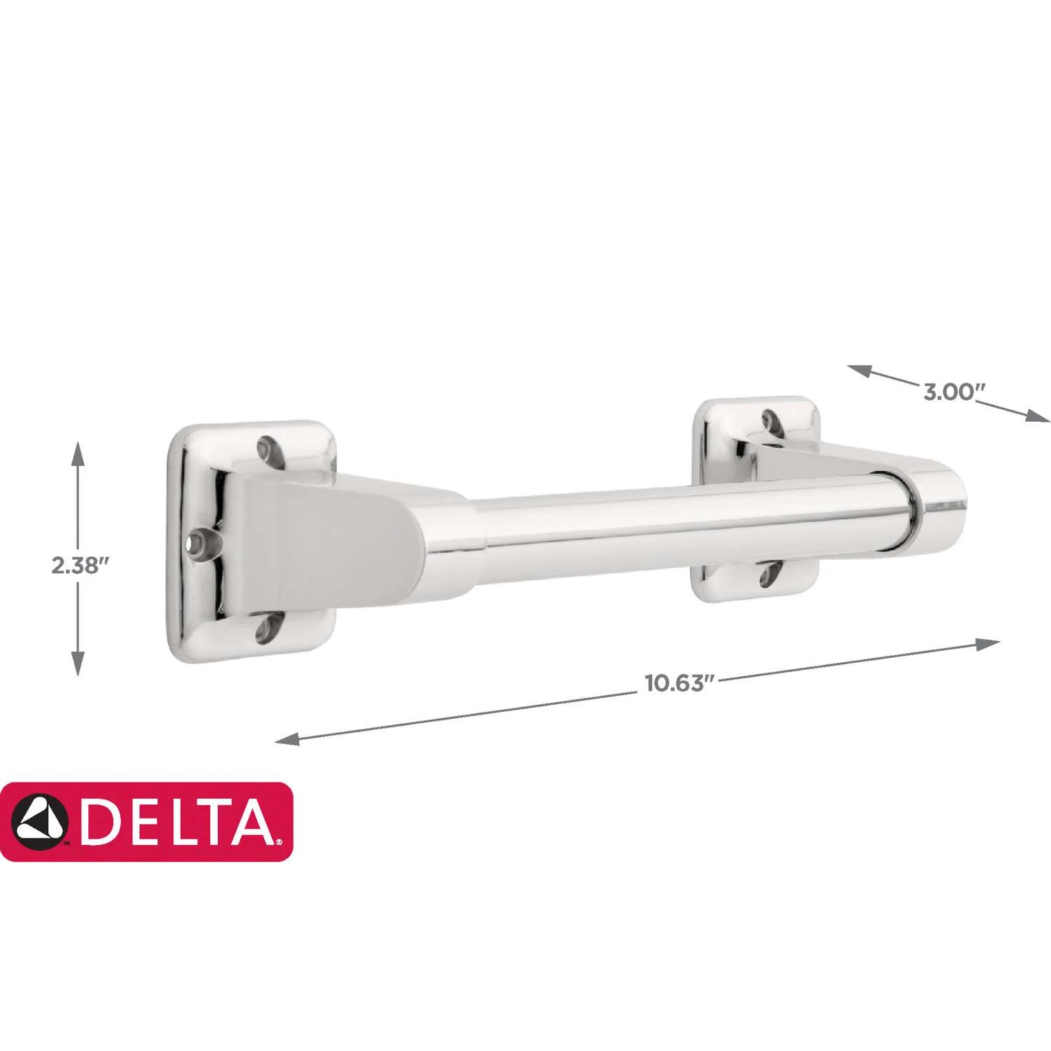 Delta 10.63 In. L Polished Chrome Stainless Steel Grab Bar 5 Delta 10.63 In. L Polished Chrome Stainless Steel Grab Bar - Image 3