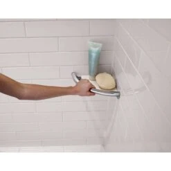 Delta 8-1/2 In. L Polished Chrome Stainless Steel Corner Shelf With Assist Bar -Wenn Bathroom Shop 557f8861 f94f 4863 82c4 1d830da2e8a4