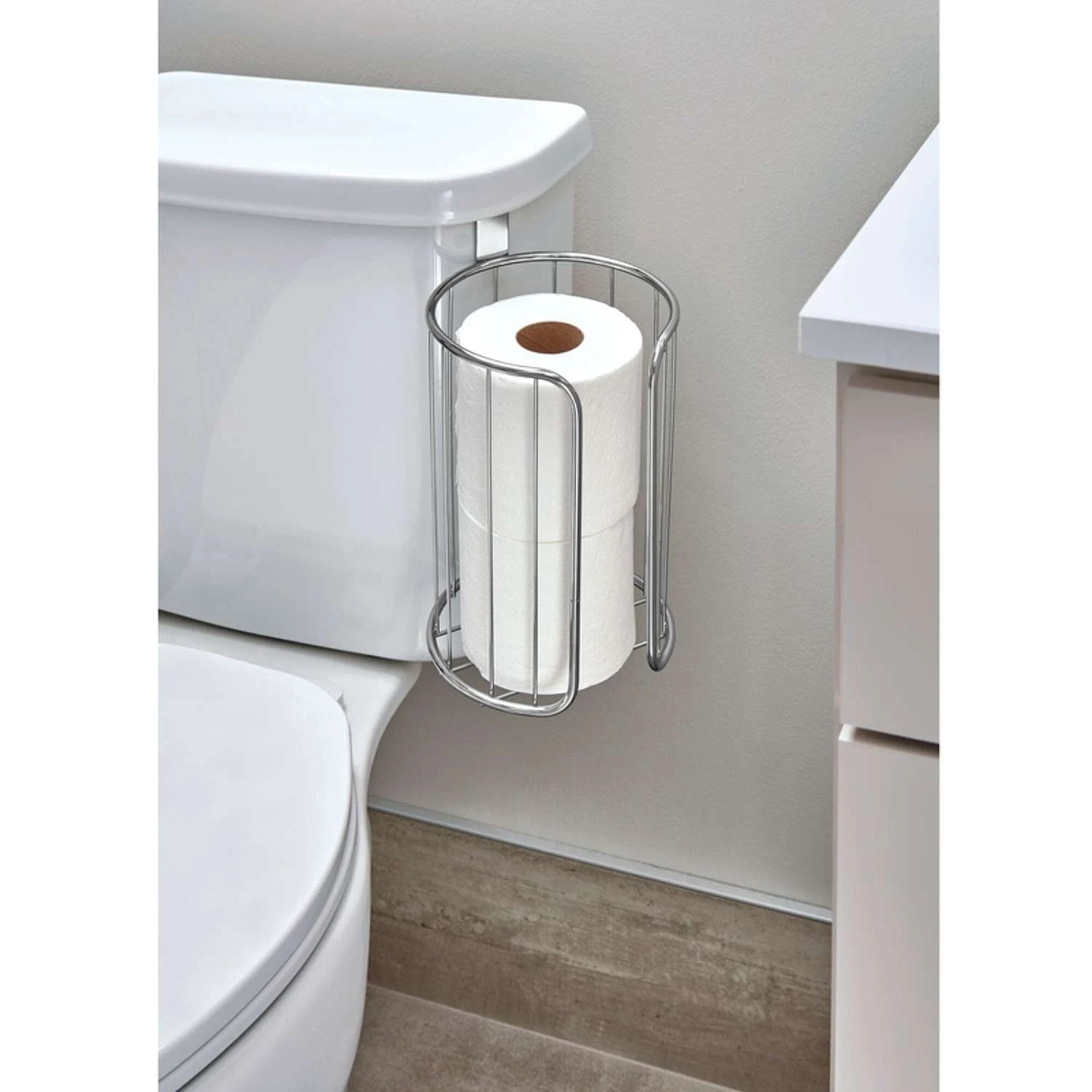IDesign Classico Chrome Silver Over The Tank Toilet Paper Holder 5 IDesign Classico Chrome Silver Over The Tank Toilet Paper Holder - Image 3