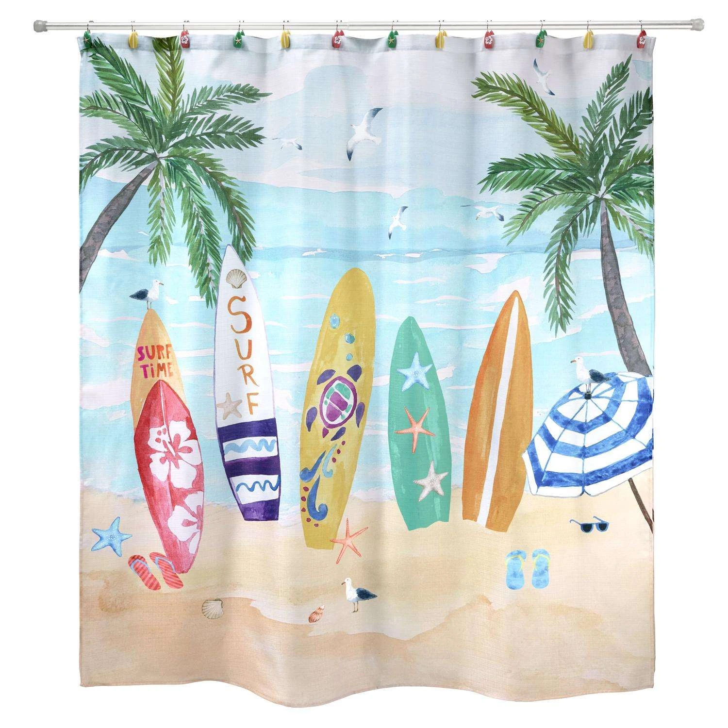 Avanti Linens Surf Time 72 In. H X 72 In. W Multicolored Coastal/Tropical Shower Curtain Polyester 3 Avanti Linens Surf Time 72 In. H X 72 In. W Multicolored Coastal/Tropical Shower Curtain Polyester