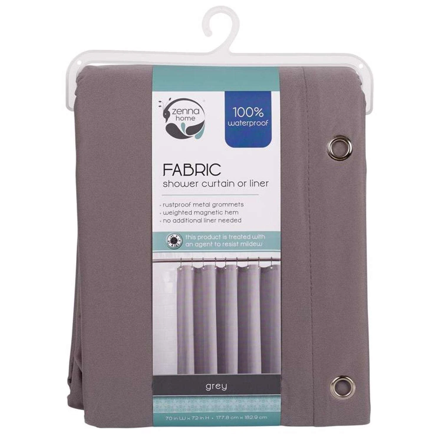 Zenna Home 72 In. H X 70 In. W Gray Solid Shower Curtain Liner Fabric 3 Zenna Home 72 In. H X 70 In. W Gray Solid Shower Curtain Liner Fabric