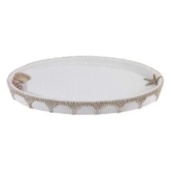 Avanti Linens Macrame Shells Ivory/White Plastic Soap Dish