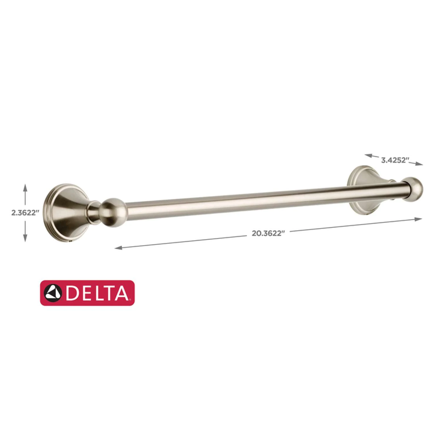Delta Crestfield Satin Nickel Towel Bar 18 In. L Die Cast Zinc 4 Delta Crestfield Satin Nickel Towel Bar 18 In. L Die Cast Zinc - Image 2