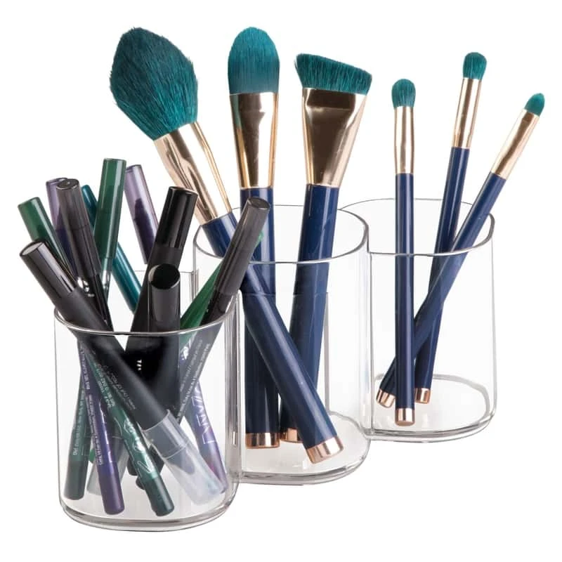 IDesign Clarity Cosmetic Trio Clear Plastic Utensil Holder 4 IDesign Clarity Cosmetic Trio Clear Plastic Utensil Holder - Image 2