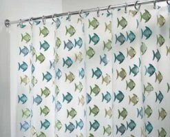 IDesign 72 In. H X 72 In. W Blue/Green Fish Shower Curtain Vinyl