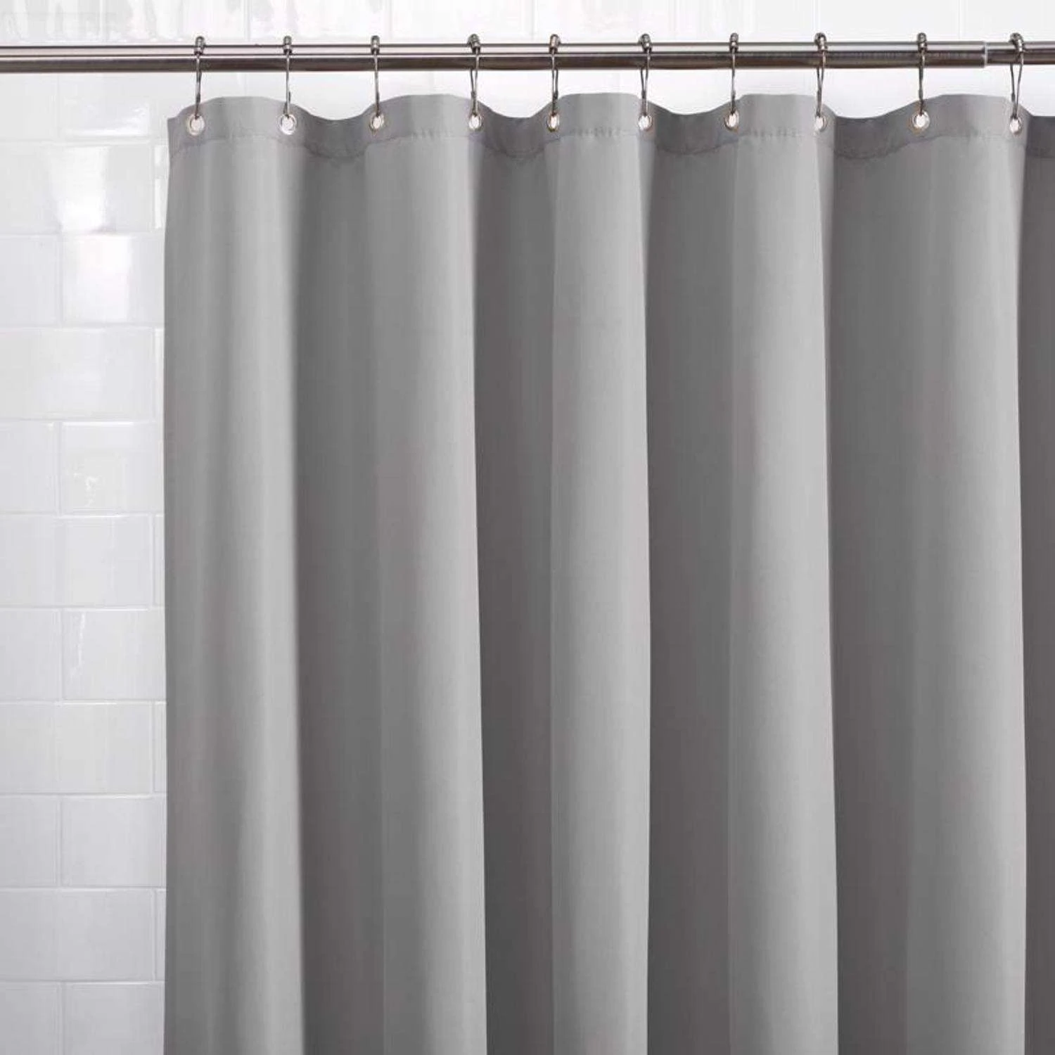 Zenna Home 72 In. H X 70 In. W Gray Solid Shower Curtain Liner Fabric 4 Zenna Home 72 In. H X 70 In. W Gray Solid Shower Curtain Liner Fabric - Image 2