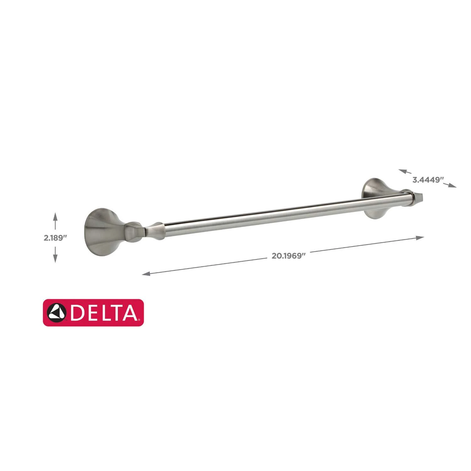 Delta Mandara Brushed Nickel Towel Bar 18 In. L Die Cast Zinc 4 Delta Mandara Brushed Nickel Towel Bar 18 In. L Die Cast Zinc - Image 2
