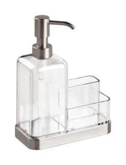 InterDesign Forma Clear Stainless Steel Soap And Sponge Caddy