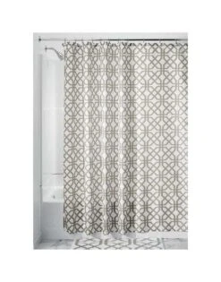 IDesign 72 In. H X 72 In. W Beige Trellis Shower Curtain Polyester