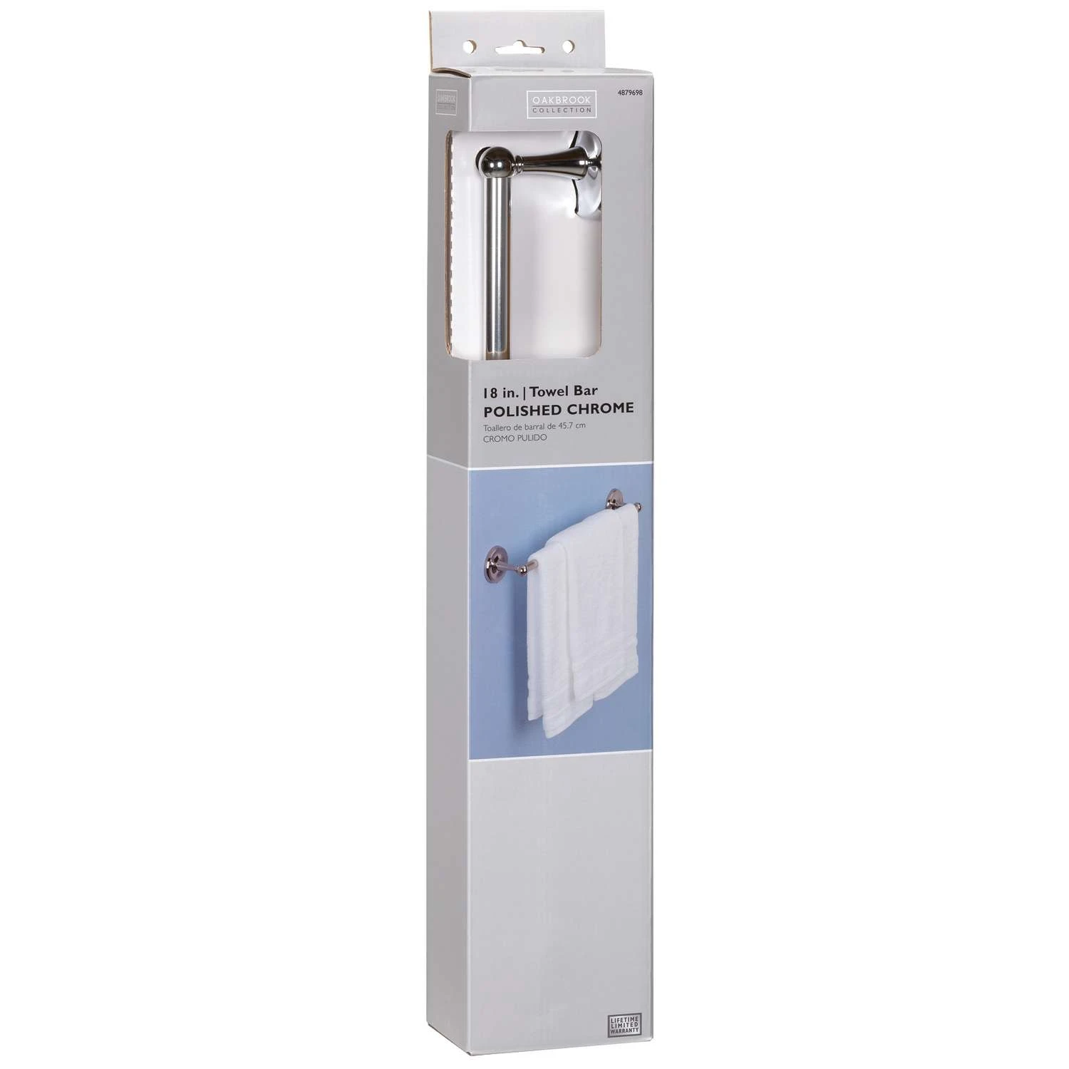 OakBrook Polish Chrome Towel Bar 18 In. L Zinc 4 OakBrook Polish Chrome Towel Bar 18 In. L Zinc - Image 2