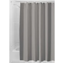 IDesign 72 In. H X 72 In. W Gray Shower Curtain Liner PEVA