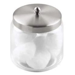 InterDesign Forma Brushed Clear Stainless Steel Covered Jar -Wenn Bathroom Shop cdb24526 ad44 4f39 8d43 d89bd1110657