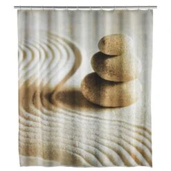 Wenko 79 In. H X 71 In. W Sand And Stone Shower Curtain W/Hooks Polyester
