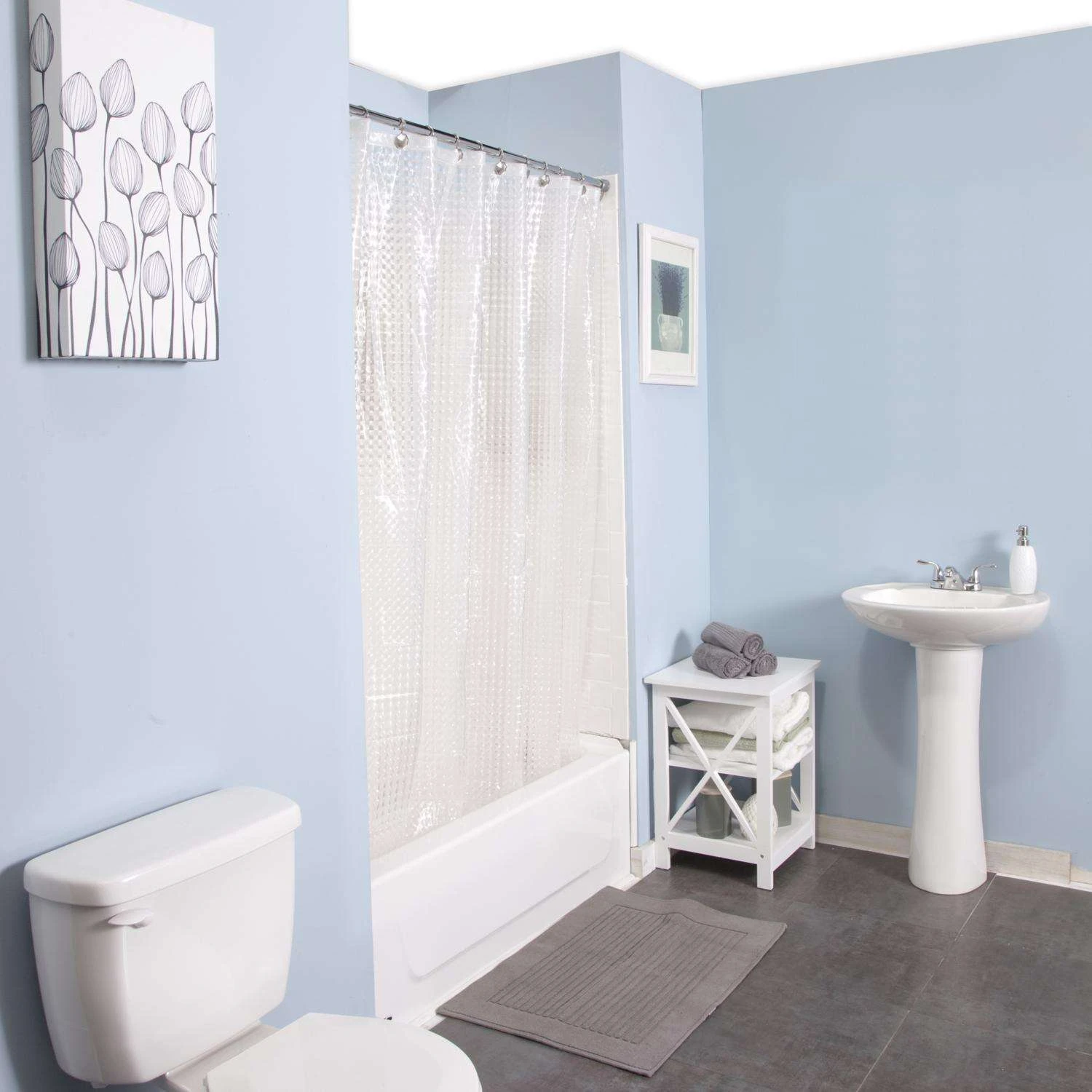 Kenney 72 In. H X 70 In. W Clear Embossed Shower Curtain Liner PEVA 7 Kenney 72 In. H X 70 In. W Clear Embossed Shower Curtain Liner PEVA - Image 5