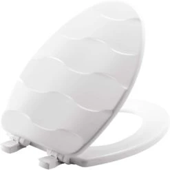 Mayfair By Bemis Basket Weave Slow Close Elongated White Enameled Wood Toilet Seat