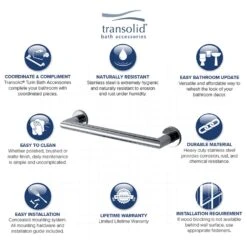 Transolid 12 In. L ADA Compliant Polished Chrome Stainless Steel Grab Bar -Wenn Bathroom Shop dd20dcb0 f6d9 467a a6ee fac7687ef1fb