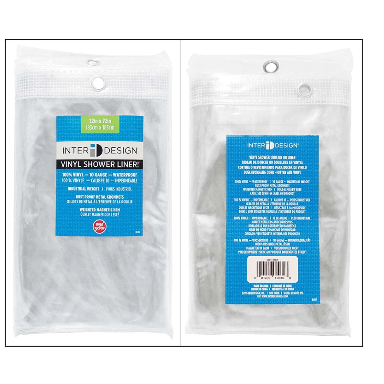 IDesign 72 In. H X 72 In. W Clear Shower Curtain Liner Vinyl 3 IDesign 72 In. H X 72 In. W Clear Shower Curtain Liner Vinyl