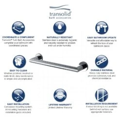 Transolid Turin 32 In. L ADA Compliant Polished Chrome Stainless Steel Grab Bar 10 Transolid Turin 32 In. L ADA Compliant Polished Chrome Stainless Steel Grab Bar -Wenn Bathroom Shop f25f9f50 527f 45ad 9f07 0c819717b82a