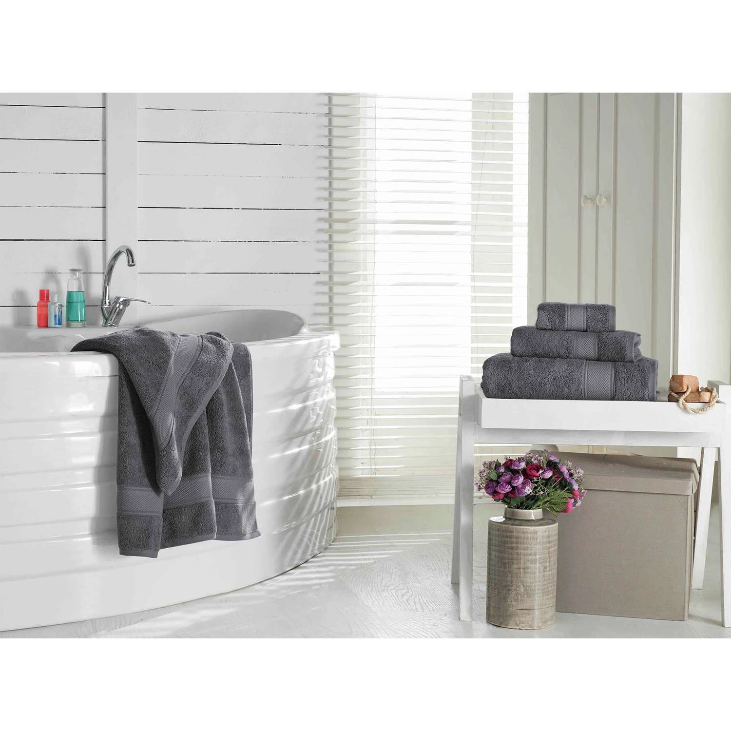 Pinehurst Organic Slate Gray Cotton Bath Accessory Set 3 Pinehurst Organic Slate Gray Cotton Bath Accessory Set