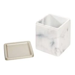 InterDesign Dakota Satin White Marble Plastic/Steel Covered Jar 7 InterDesign Dakota Satin White Marble Plastic/Steel Covered Jar -Wenn Bathroom Shop fe181b37 12de 40a6 b275 5a2230d6de68