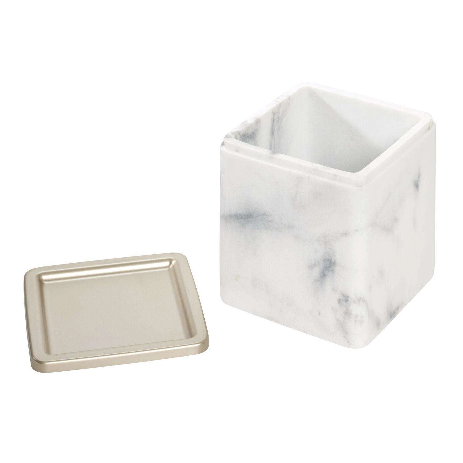 InterDesign Dakota Satin White Marble Plastic/Steel Covered Jar 5 InterDesign Dakota Satin White Marble Plastic/Steel Covered Jar - Image 3