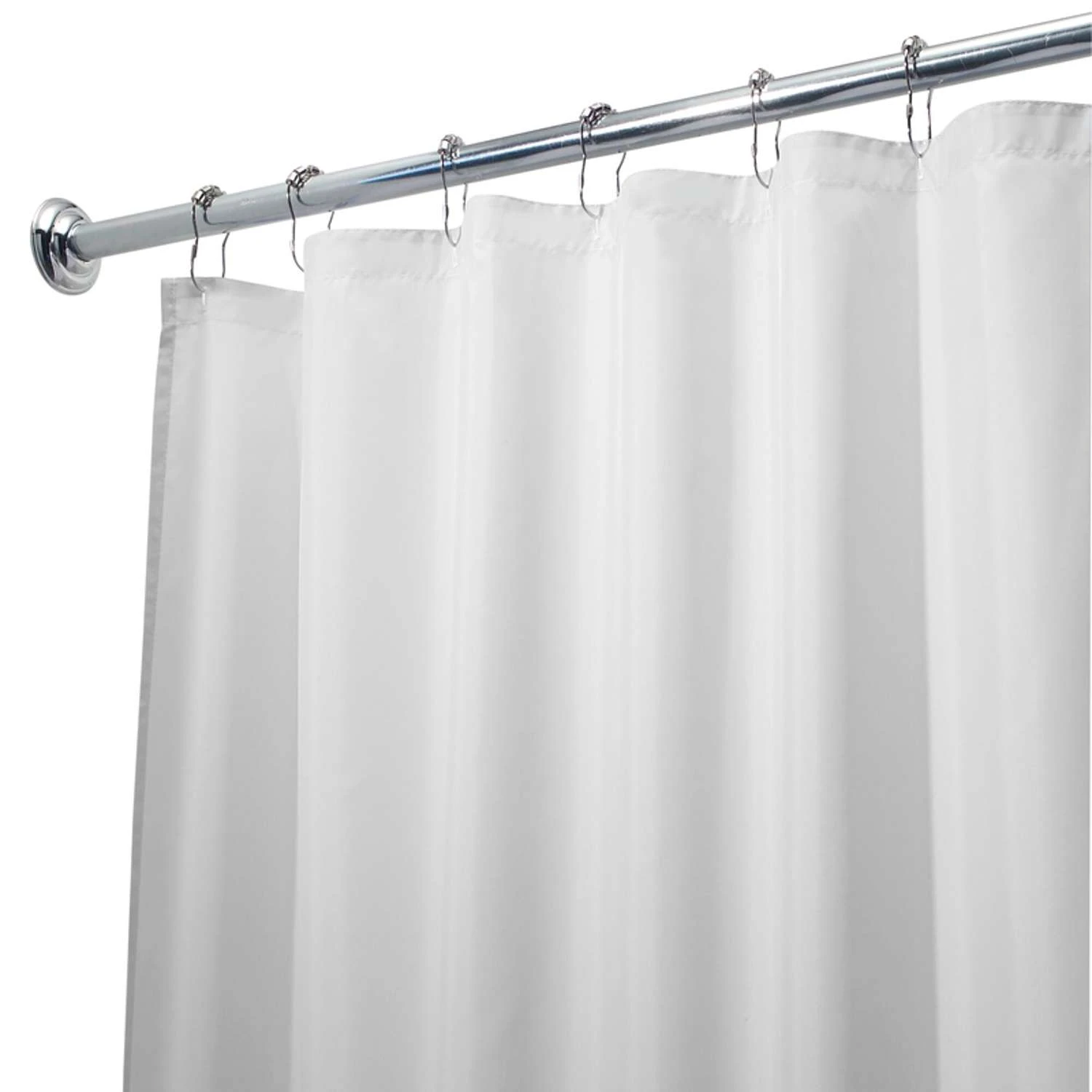 IDesign 96 In. H X 72 In. W White Shower Curtain Liner Polyester 4 IDesign 96 In. H X 72 In. W White Shower Curtain Liner Polyester - Image 2